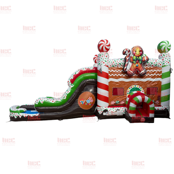 Gingerbread Combo Double Lane Inflated Pool Wet/Dry