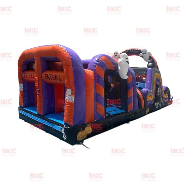 43 Foot Halloween Obstacle Course Inflated Pool Elevated Floor Wet / Dry