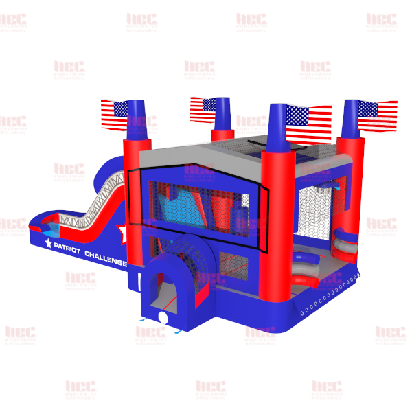 Patriot Challenge Combo Double Lane Inflated Pool Wet/Dry
