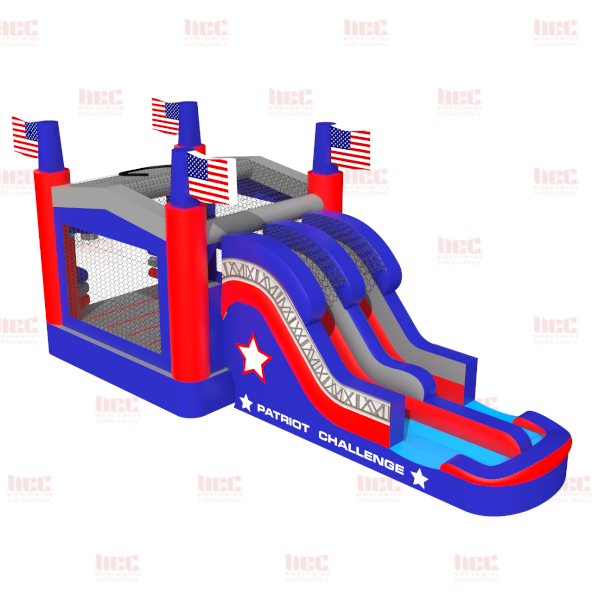 Patriot Challenge Combo Double Lane Inflated Pool Wet/Dry