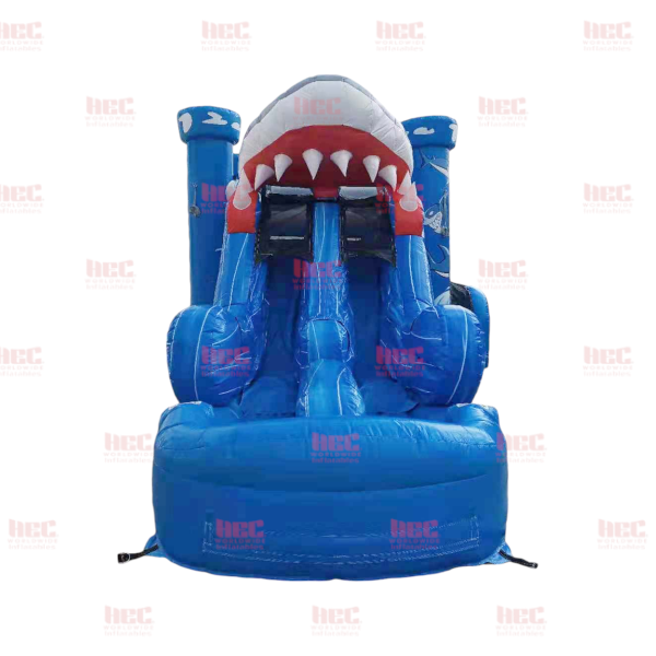 Shark Blue Combo Double Lane Inflated Pool Wet/Dry