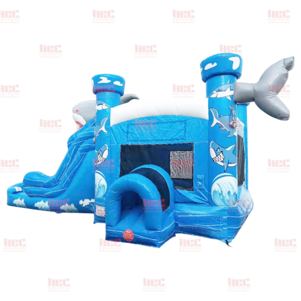 Shark Blue Combo Double Lane Inflated Pool Wet/Dry