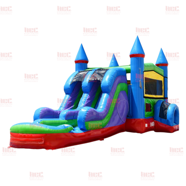 Piscina inflable de dos carriles combinada Beach Vibe, húmeda y seca, sin temática 