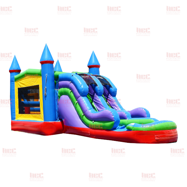 Piscina inflable de dos carriles combinada Beach Vibe, húmeda y seca, sin temática 