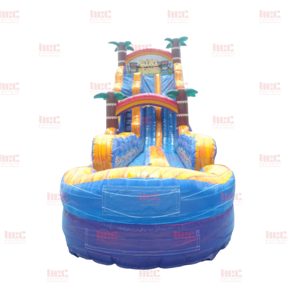 Piscina inflable de 22 pies Tiki Plunge® de doble carril con base de mármol morado 