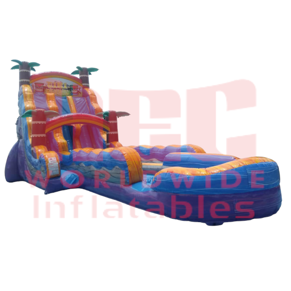 22 Foot  Tiki Plunge® Double Lane Inflated Pool Marble Purple Base