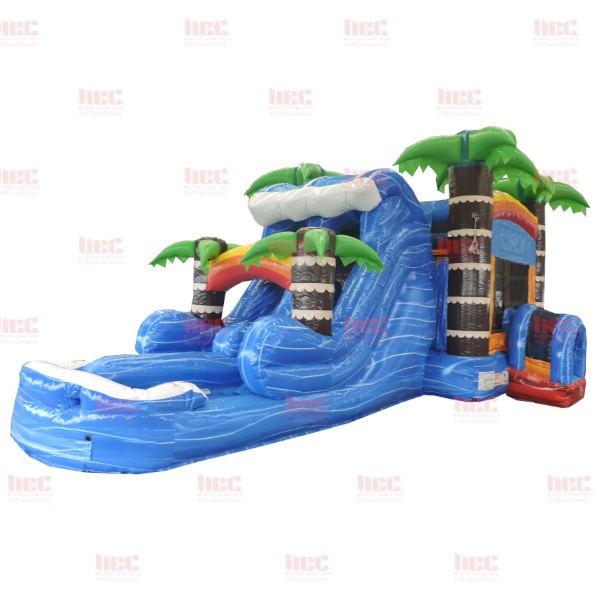 Tropical Combo Double Lane Inflated Pool Wet/Dry