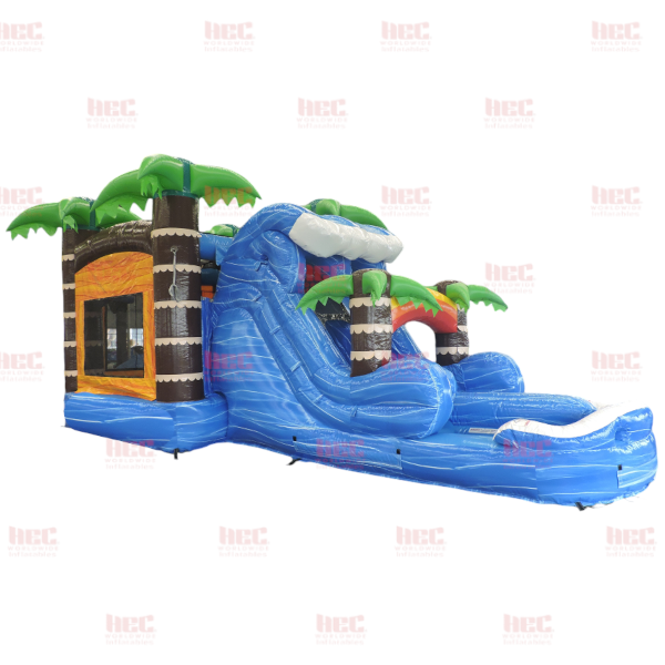 Tropical Combo Double Lane Inflated Pool Wet/Dry