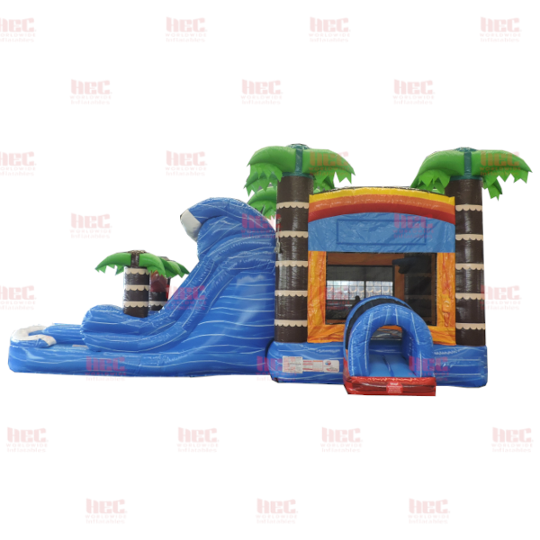 Tropical Combo Double Lane Inflated Pool Wet/Dry