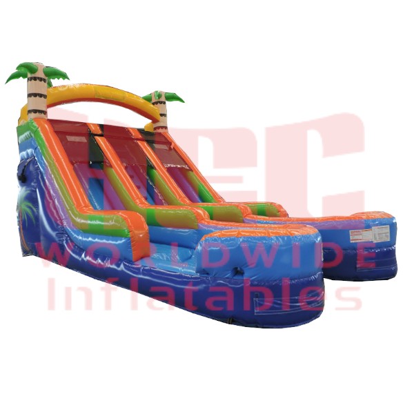 Piscina inflable de dos carriles con doble salpicadura tropical 