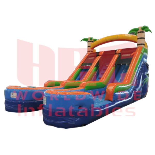 Piscina inflable de dos carriles con doble salpicadura tropical 