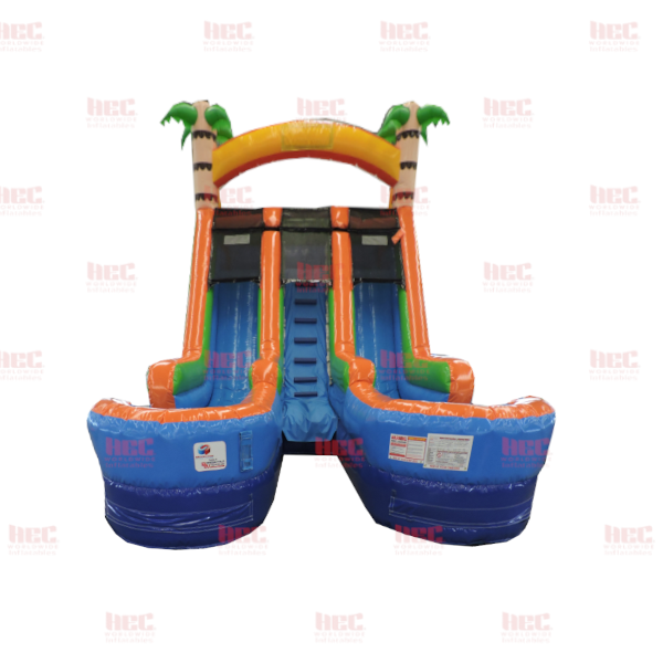 Tropical Double Splash Double Lane Inflated Pool